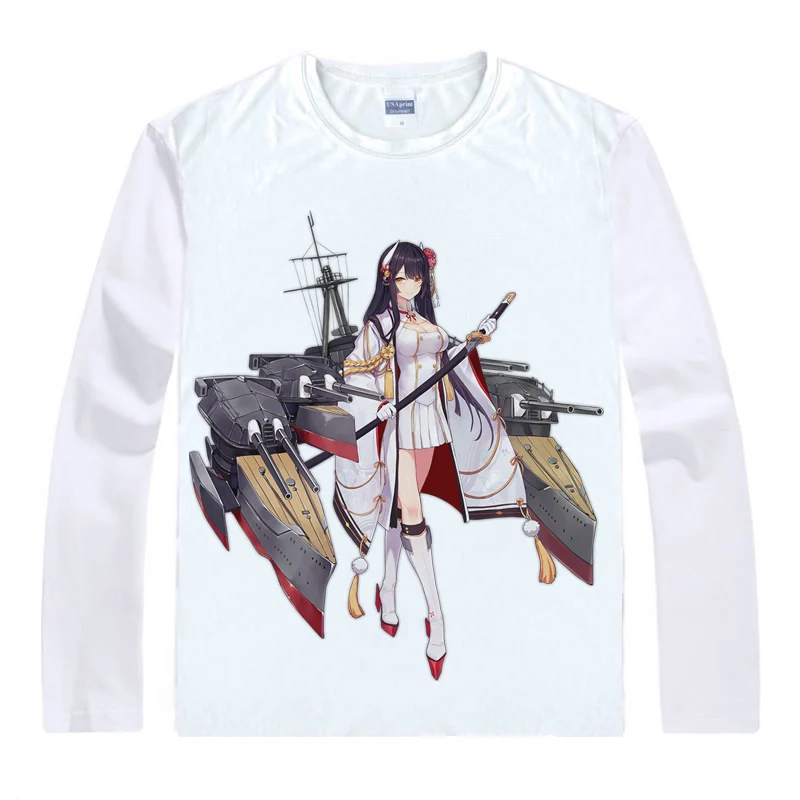 Azur Lane футболки Для мужчин в стиле хип хоп с длинными рукавами рисунком из аниме