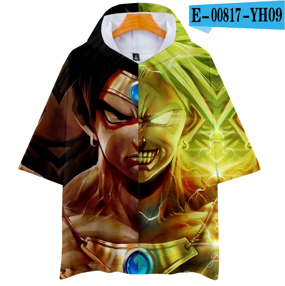 Dragon Ball 3D футболка с капюшоном Harajuku короткий рукав японская Футболка мужская футболка homme летняя футболка аниме хип хоп 3D одежда - Цвет: Фуксия