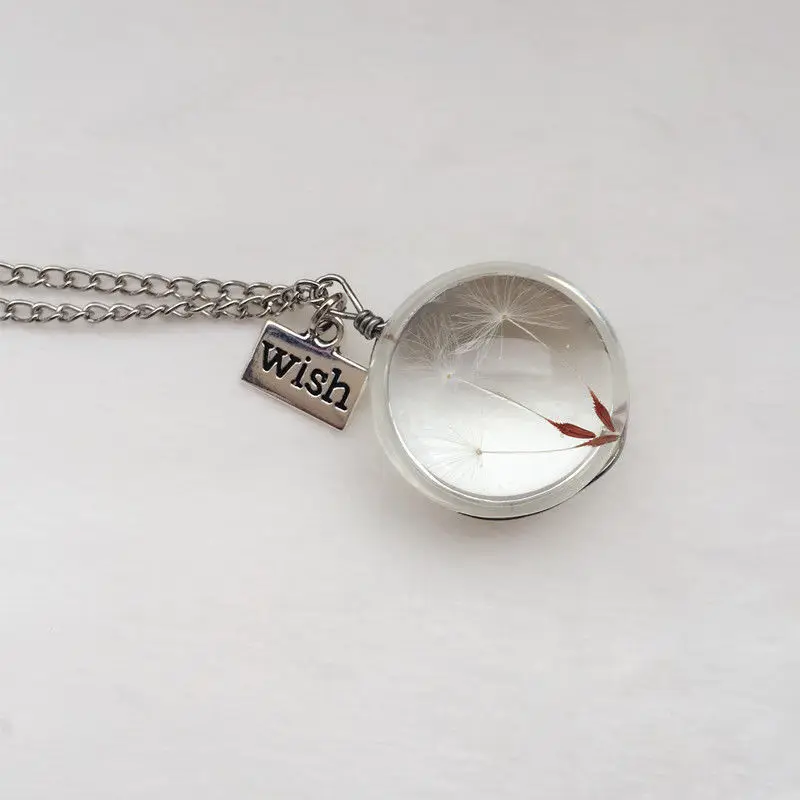 Fashion Women Real Dandelion Seeds Lucky Glass Wish Bottle Pendant Necklace | Украшения и аксессуары