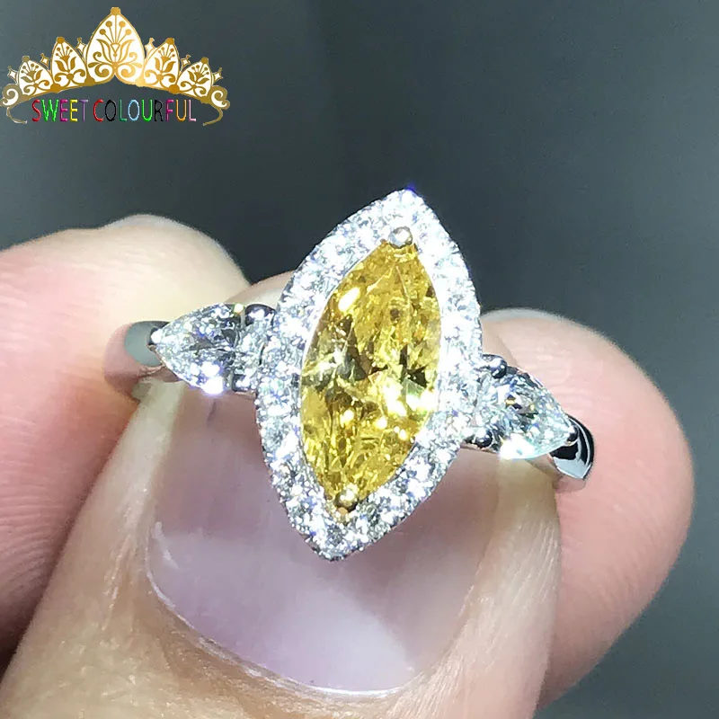 Кольцо с бриллиантом 18K 750Au цвет золото желтый Муассанит D национальным