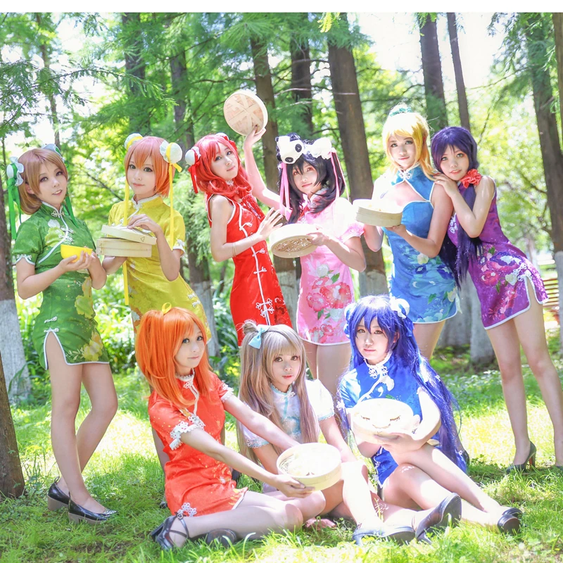 Платье cheongsam Honoka Kotori Umi Eli Nozomi Maki Rin Hanayo Nico костюм для косплея Lovelive qipao A|Костюмы