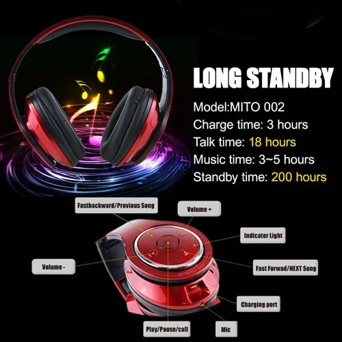 3 Color MIC Universal Wireless Stereo Bluetooth Circumaural Headset Headphone | Электроника
