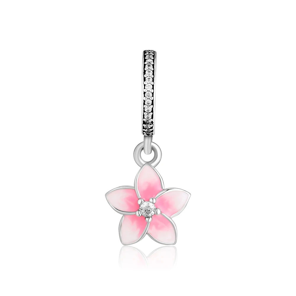 

Fits for Pandora Charms Bracelets Magnolia Bloom Beads with Pale Cerise Enamel 100% 925 Sterling Silver Jewelry Free Shipping