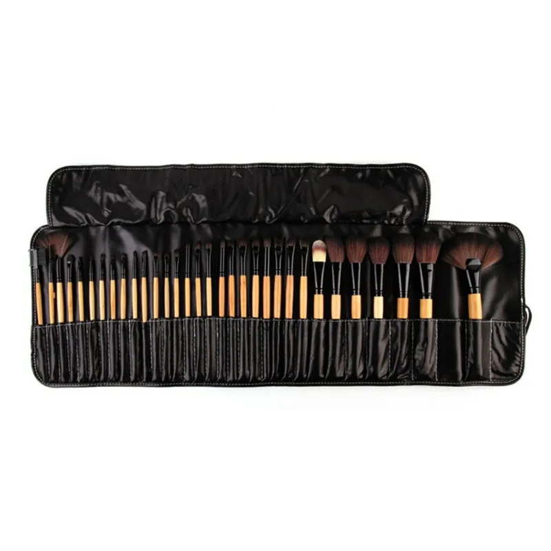 32 PCS Pro Makeup Cosmetic Brushes Wood Kit Brush Set in Pouch Case | Красота и здоровье