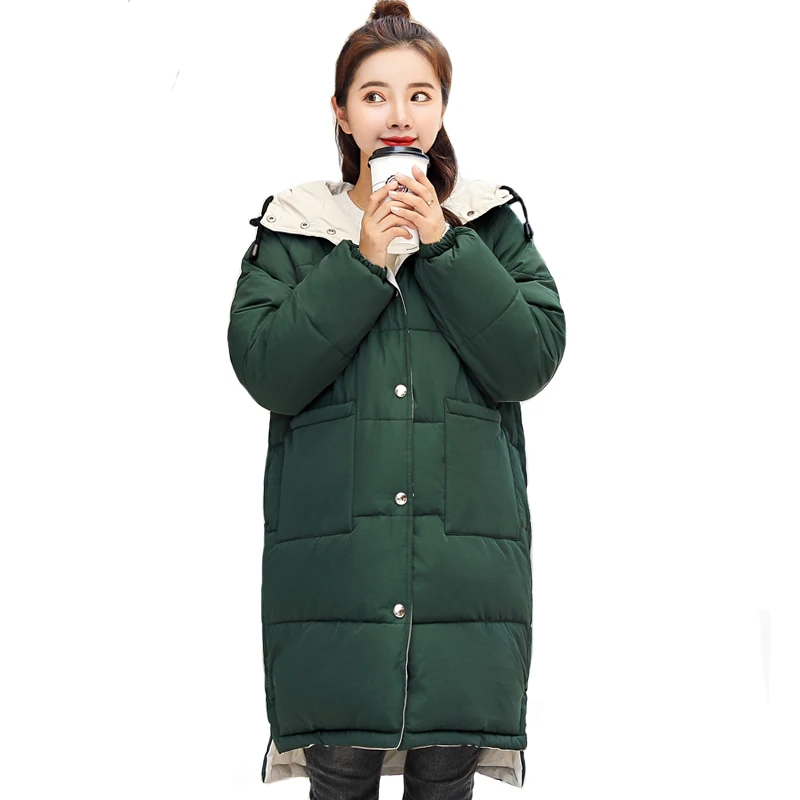 Женская зимняя куртка с двойным капюшоном Свободное пальто большого размера