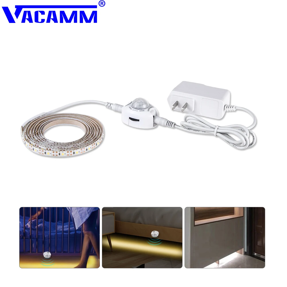 

Vacamm Wireless Motion Sensor LED Strip 1M 2M 3M 4M 5M 2835SMD Waterproof For Under Bed Light Under Cabinet Kitchen Lighting