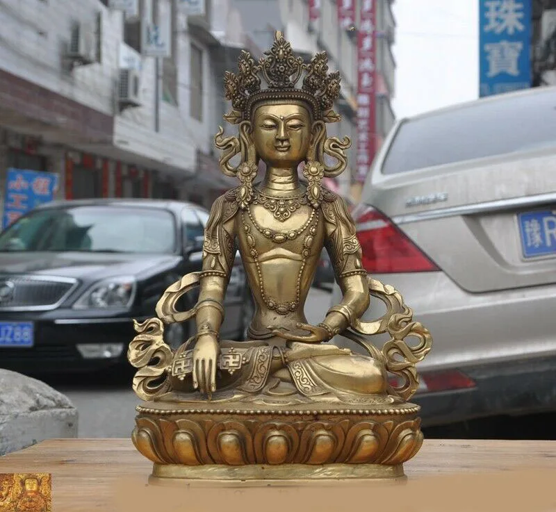 Свадебное украшение Тибетский буддистский храм Brass White богиня тара Kwan yin
