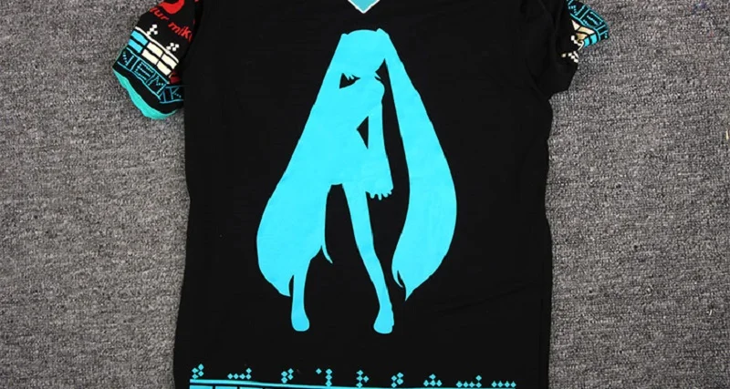Hatsune Miku Vocaloid футболка летние топы женские повседневные футболки femme футболки с аниме рисунком Одежда для девочек женские топы тройники