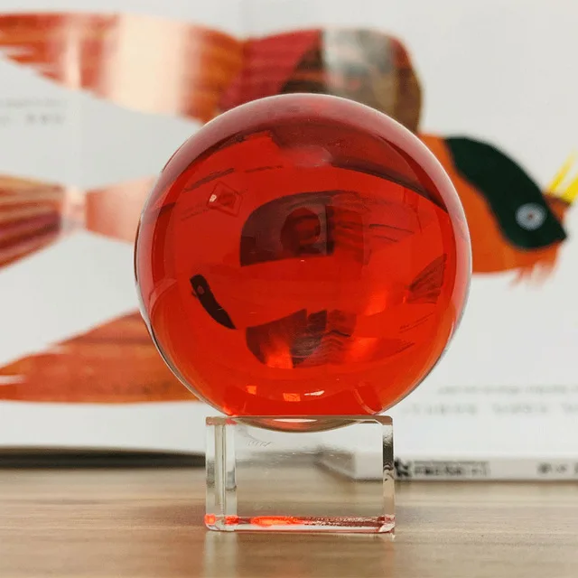 

70/80/100MM Red Crystal Glass Photograph Ball Magic Ball Collection Paperweight Fengshui Home Decor Sphere Ornament Kid Gift