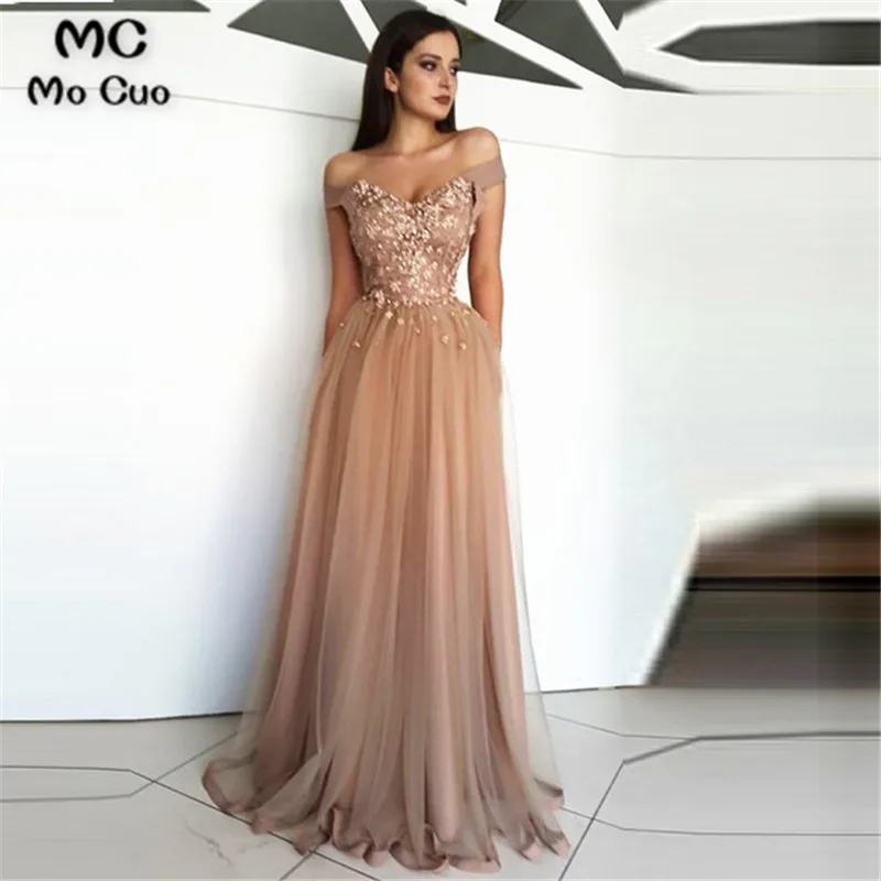 2019 модное вечернее платье с открытыми плечами длинное аппликацией Vestido Longo