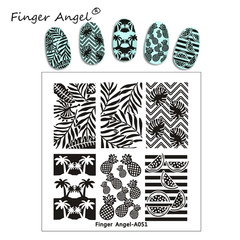 Finger Angel Дизайн ногтей 6*6 см квадратные штампованные пластины кружева цветок модный дизайн с белым цветом задняя крышка ногтей шаблоны# HQF01