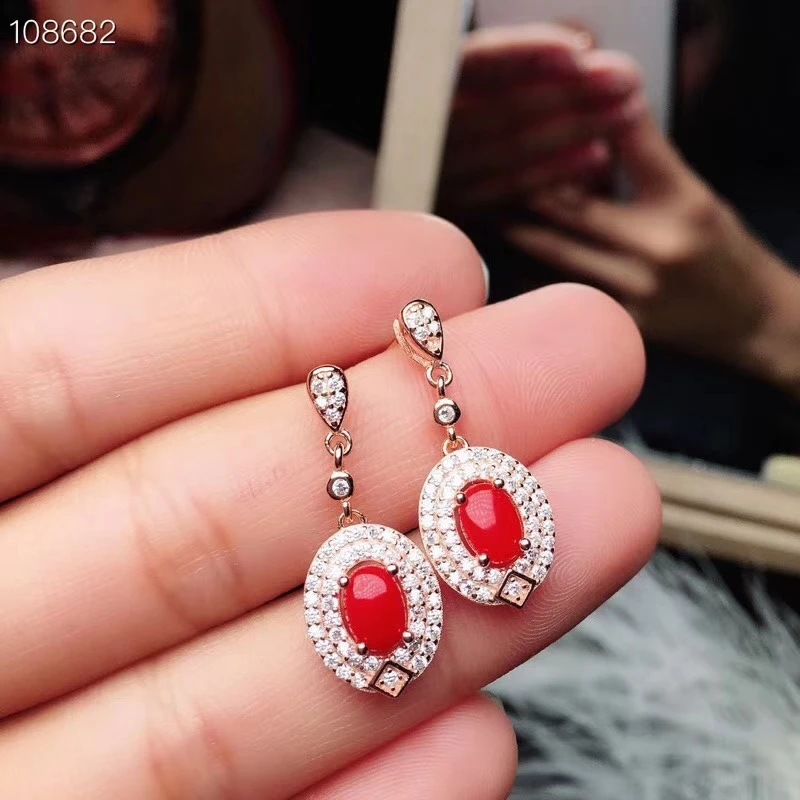 Серьги и кольцо KJJEAXCMY Boutique jewels из серебра 925 пробы с натуральным красным