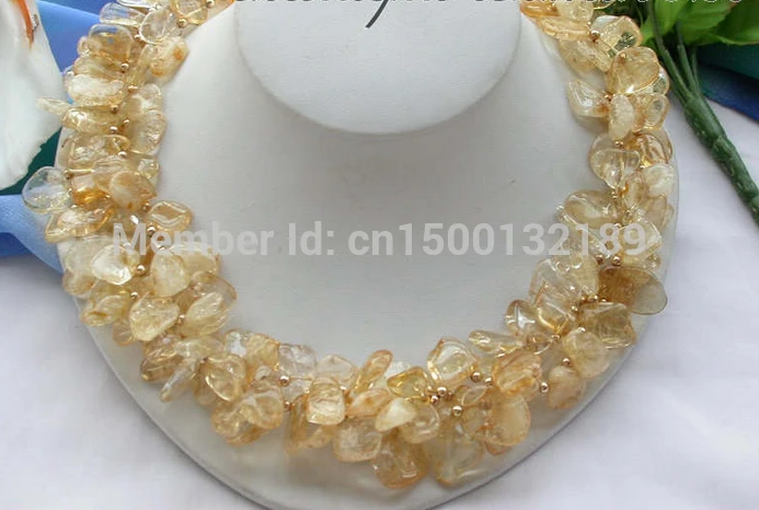 J005476 красивое 3 нити 20 &quotБарокко массивная природа желтый кристалл ожерелье |