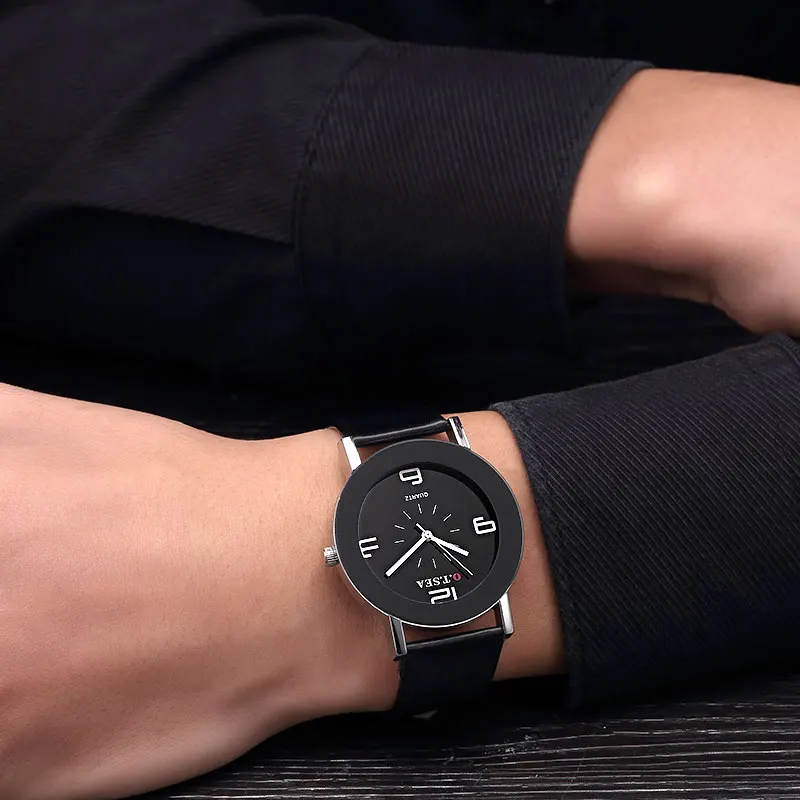 

Fashion O.T.SEA Brand Black&White Leather Watches Men Women Military Dress Quartz Wrist Watch w369