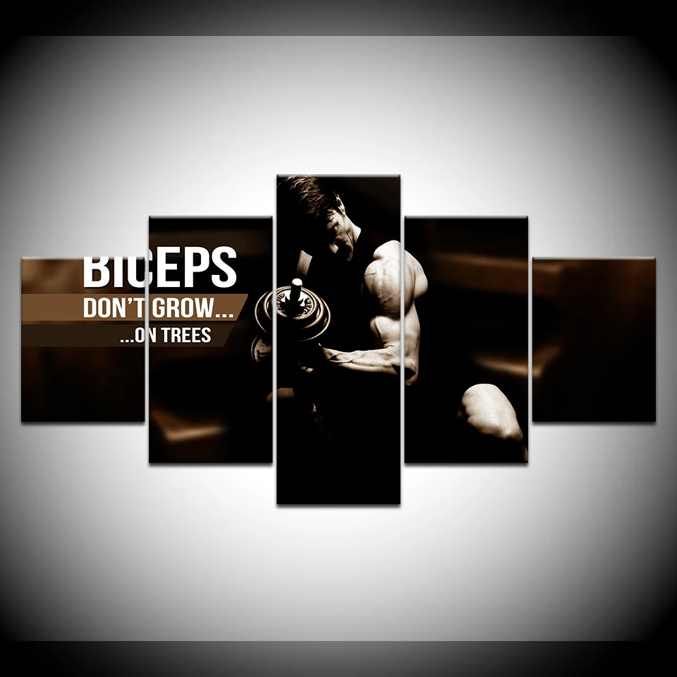 5 панель спортсменов мышцы Бодибилдинг Мотивирующий на занятия фитнесом холст