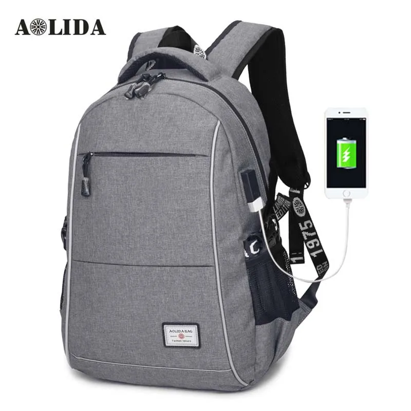 

AOLIDA 2017 USB Charging Backpacks Men Oxford Bolsa Mochila Travel 15 Inch Laptop Bags Rucksacks School Bags For Boy Teenagers