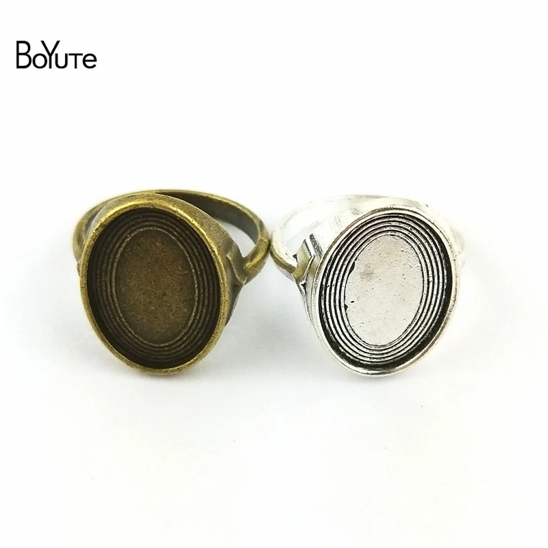 

BoYuTe (40 Pieces/Lot) 18*13MM Cabochon Base Antique Bronze Silver Plated Tray Ring Setting Diy Jewelry Accessories Parts