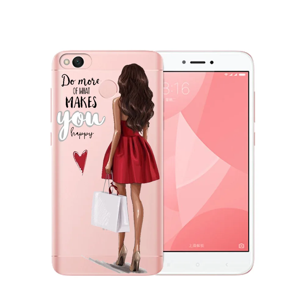 04 Роскошный модный черный чехол из коричневой шерсти для мамы и дочки Xiaomi Redmi Mi 8 6 A2 Lite A1 9 Note 5A 4X6 4 4A 5X Note 4 Etui - Цвет: 04