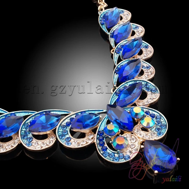 Женщина ювелирные изделия 2016 Белый металл Синий кристалл ожерелья | Украшения и