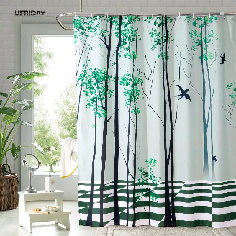 Ufriday Рождество дерево Аксессуары душ Шторы Водонепроницаемый Для ванной для