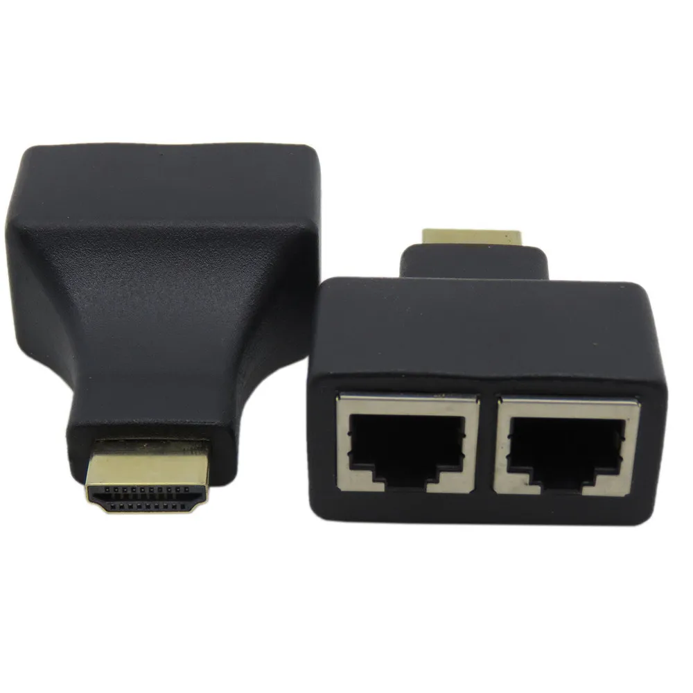 Hdmi к rj45 удлинитель адаптер HDMI двойному 2 портам RJ45 сетевой кабель по Cat 5e/6 1080p