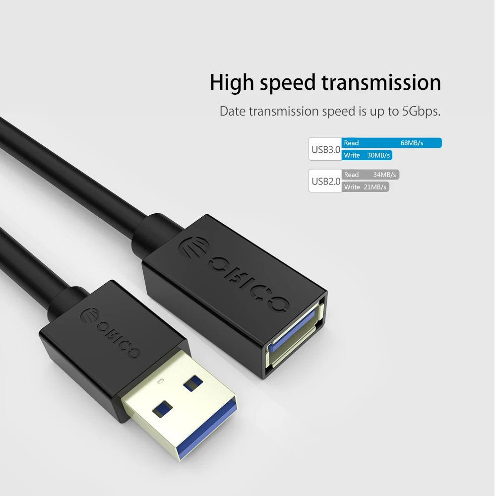 ORICO USB3.0 Удлинительный кабель Плоский Кабель AM/AF A Male to Female 1 м/1 5 м удлинитель данных