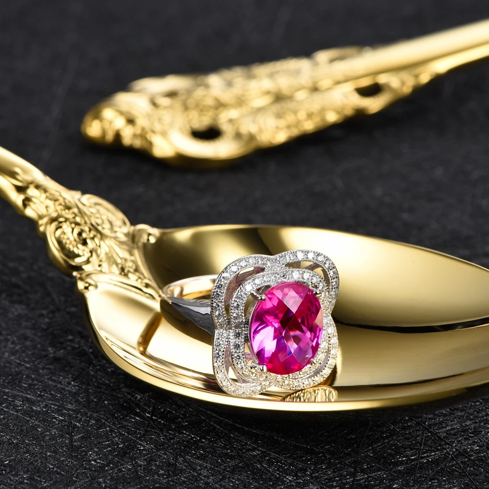 L&ampzuan 5.28ct Pink Stone Chokerboard Cut Rings 925 Sterling Silver Luxulry Romantic Ring Fine Jewelry For Women Christmas Gift |