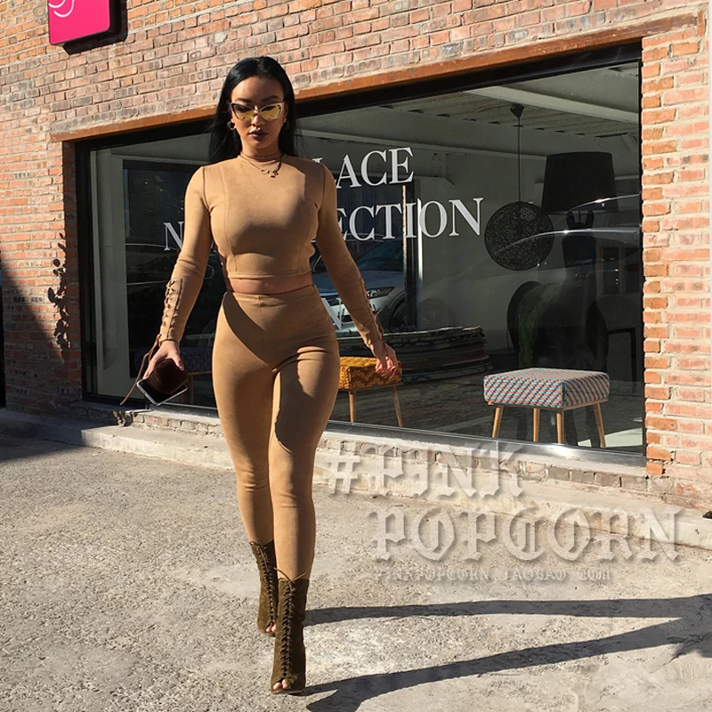 Женские сексуальные длинные однотонные облегающие Клубные замшевые комбинезоны