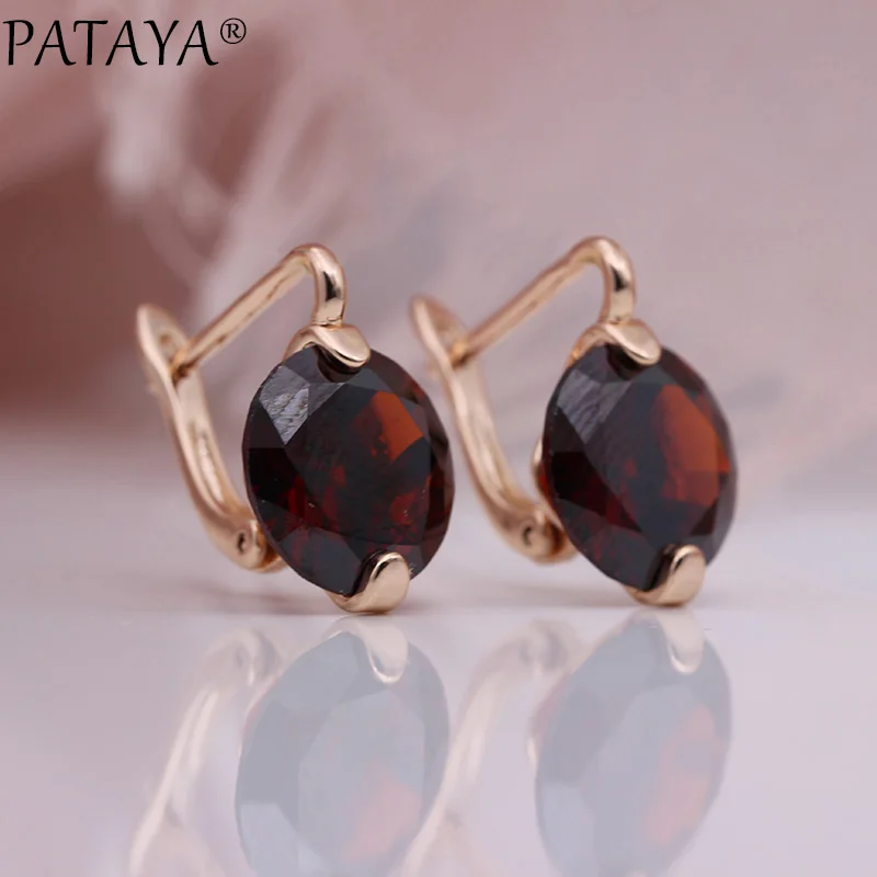 PATAYA 618, акция, новые градиентные синие свисающие серьги, 585 розовое золото, натуральный циркон, круглые серьги для женщин, Простые Модные ювелирные изделия