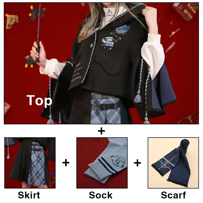 Ravenclaw Косплей шарф Харрис Поттер костюм рубашки Толстовка coleccion куртка для женщин мужские наборы - Цвет: woman for sets