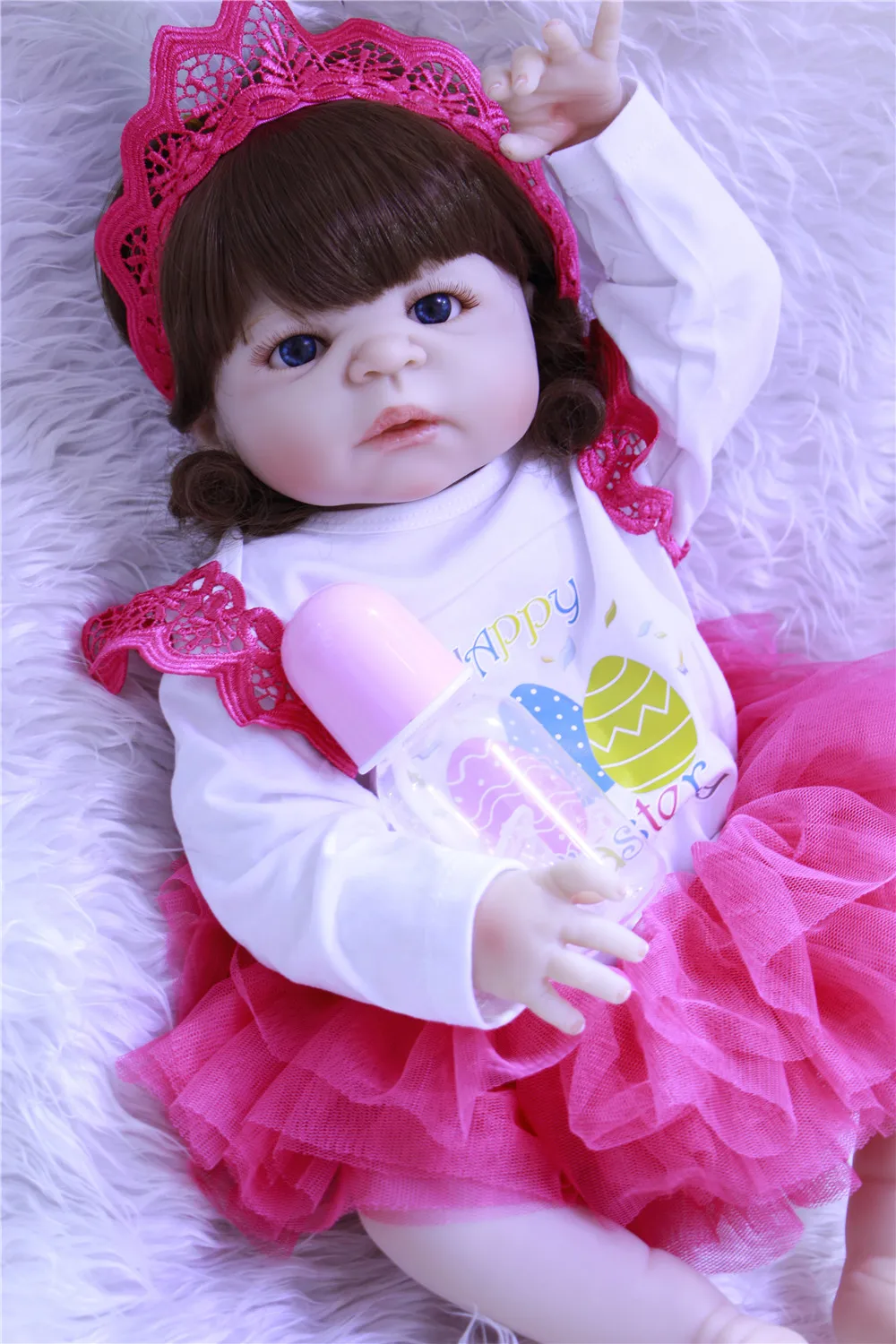 

Curly girl reborn babies 23" full silicone reborn baby dolls toys for children gift can bathe bebe menina reborn bonecas