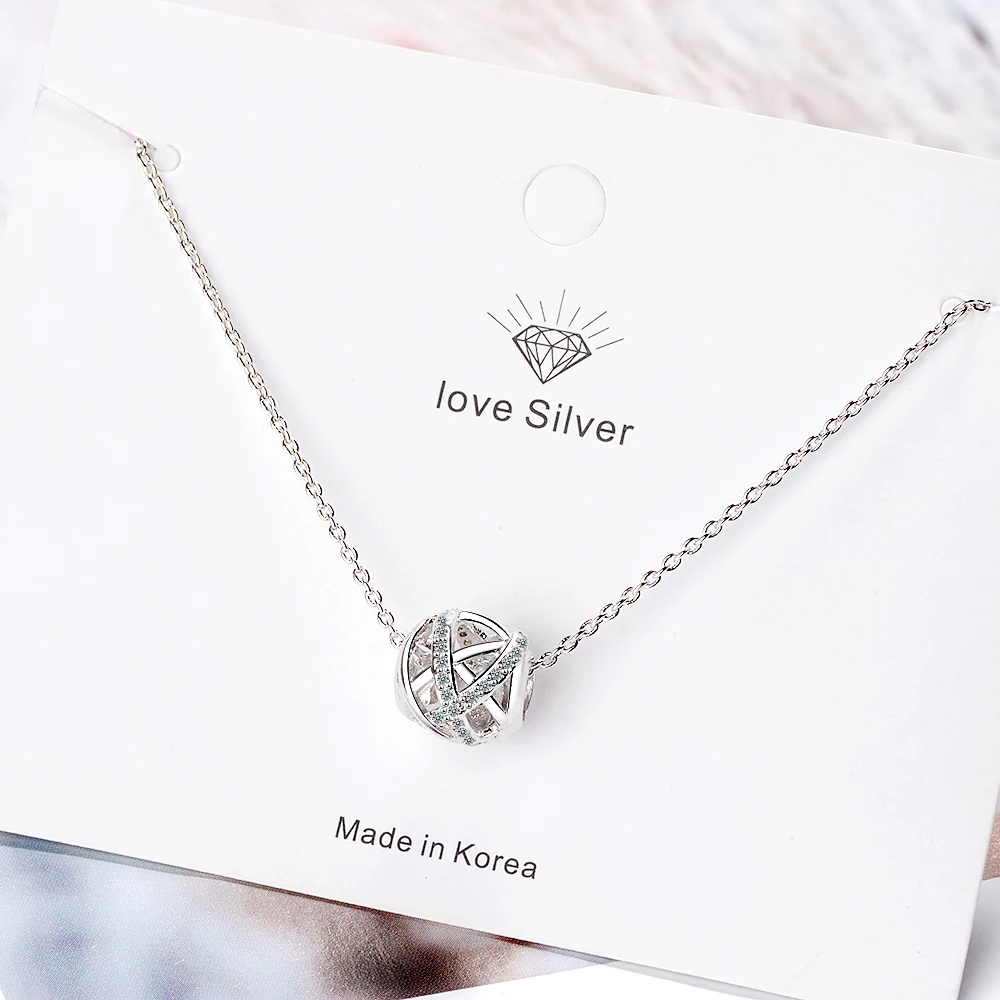 Simple fashion sterling silver pendant necklace elegant designer trend female chain jewelry | Украшения и аксессуары
