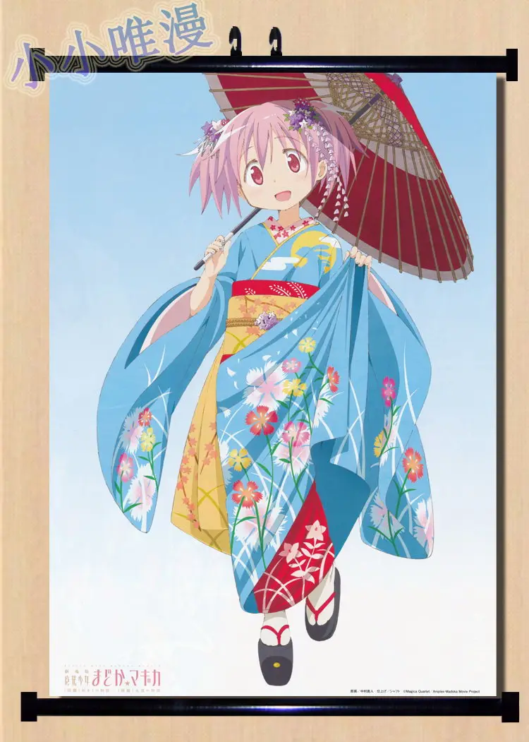 Аниме Puella Magi Madoka Magica Kaname и инкубатор QB & Akemi Homura домашний декор настенные прокрутки
