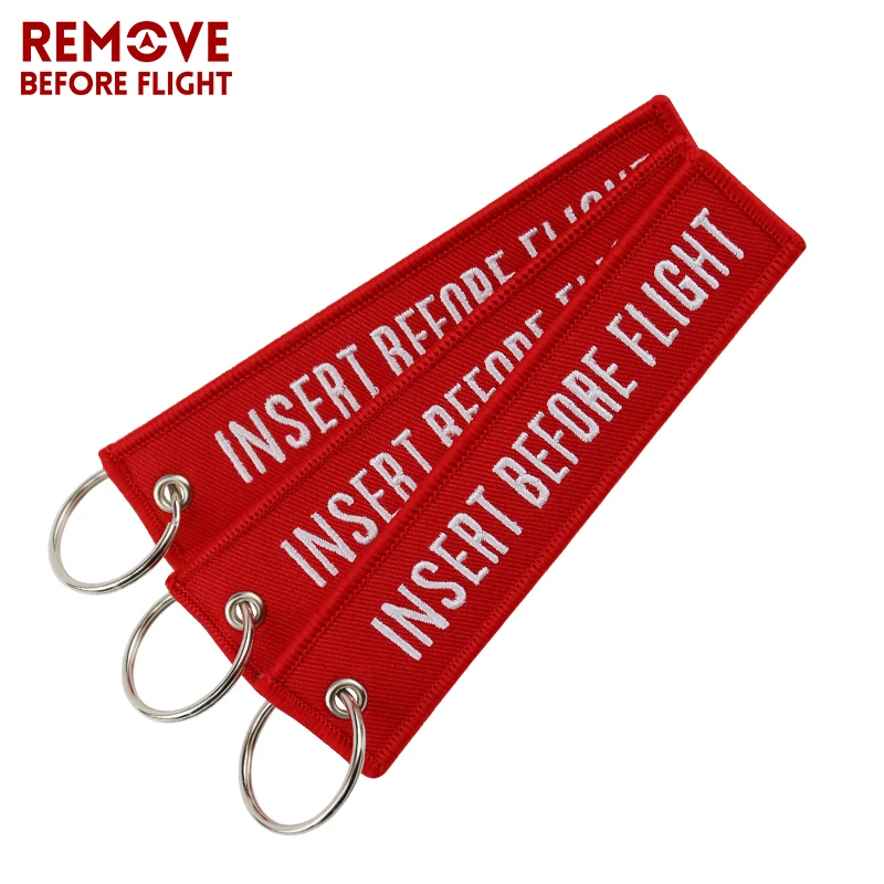 

3PCS/LOT INSERT BEFORE FLIGHT Key Chain Fashion krychains for Car Motorcycle Tag Label OEM Embroidery Key Fobs Keyring chaveiro