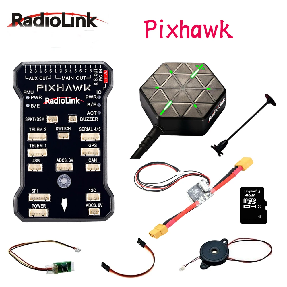Контроллер полета Radiolink Pixhawk PIX PX4 32 бит STM32F427 с держателем GPS M8N зуммер 4G SD карта