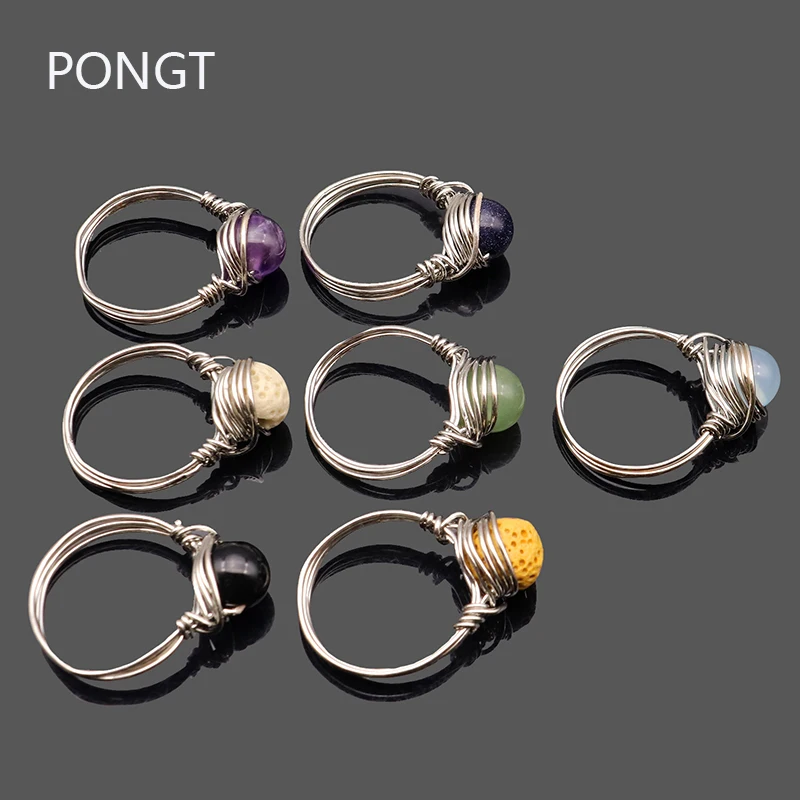 Женское кольцо из натурального камня Boho серебряное с фиолетовым камнем и опалом