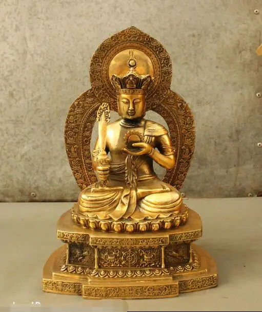 S4522 тибетская бронза Тан санцан Кшитигарбха король Будда меч зеркало талисман