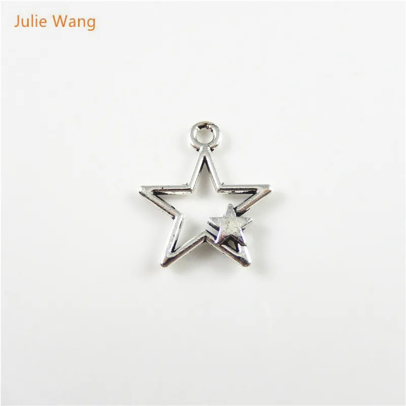 Julie Wang 30 шт. подвески в виде звезд элегантный дизайн античное серебряное ожерелье