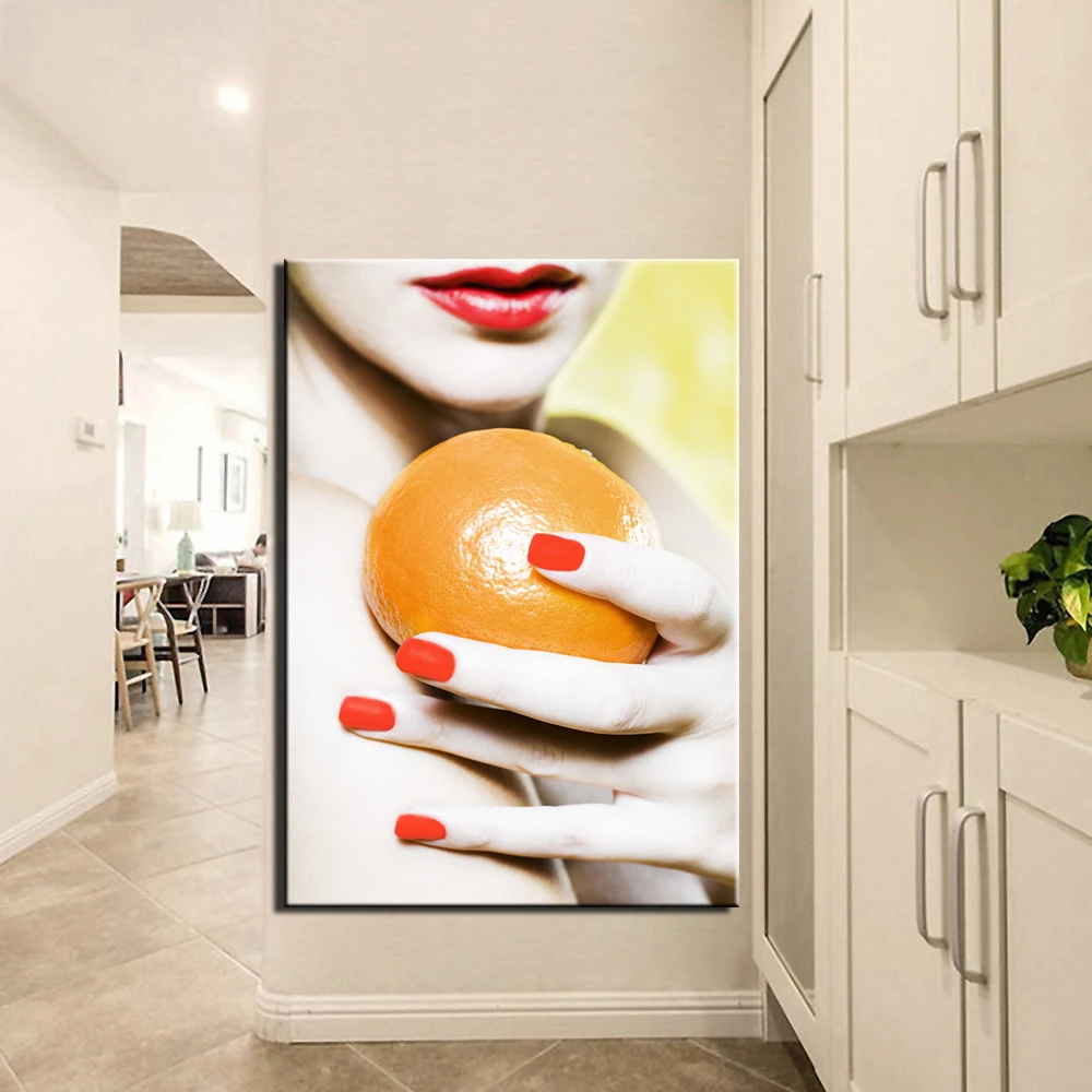

Canvas Painting Wall Art 1 Piece Prints Orange Girl HD Printed Beauty Painting makeup poster Wall Picture for Decoration F2691