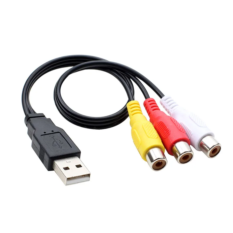 Переходник USB2.0 со штекера на гнездо 3 RCA аудио преобразователь видео AV кабель для