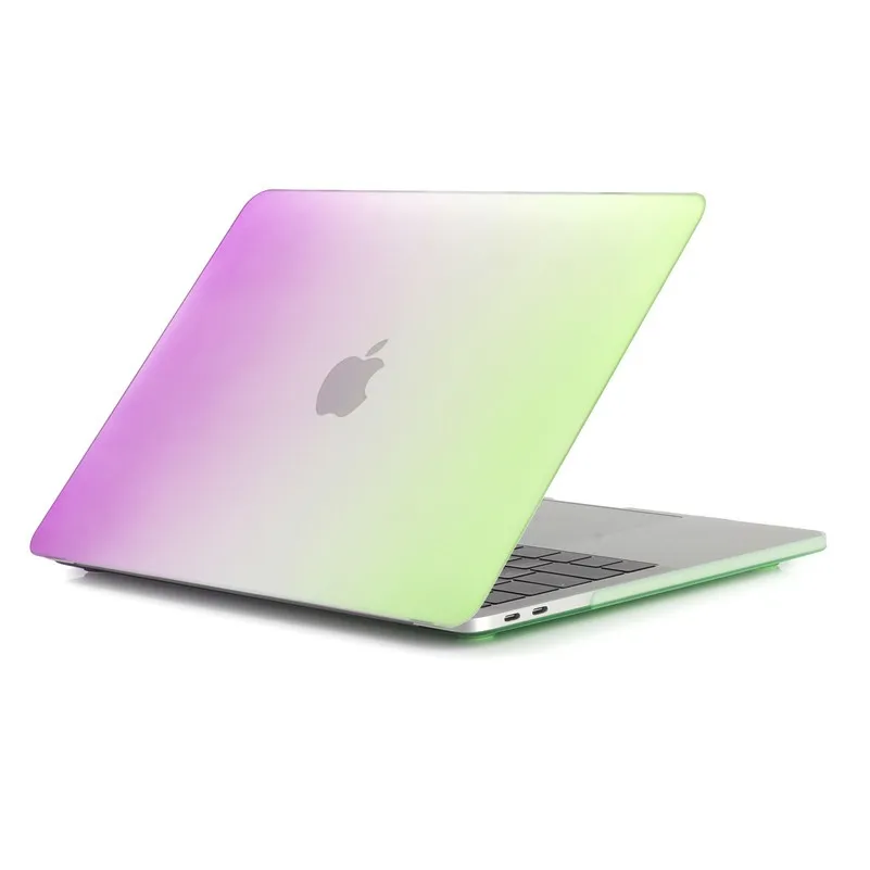 Тонкий цветной чехол для ноутбука Macbook Air 13 A1466 Радужный жесткий защитный из ПВХ
