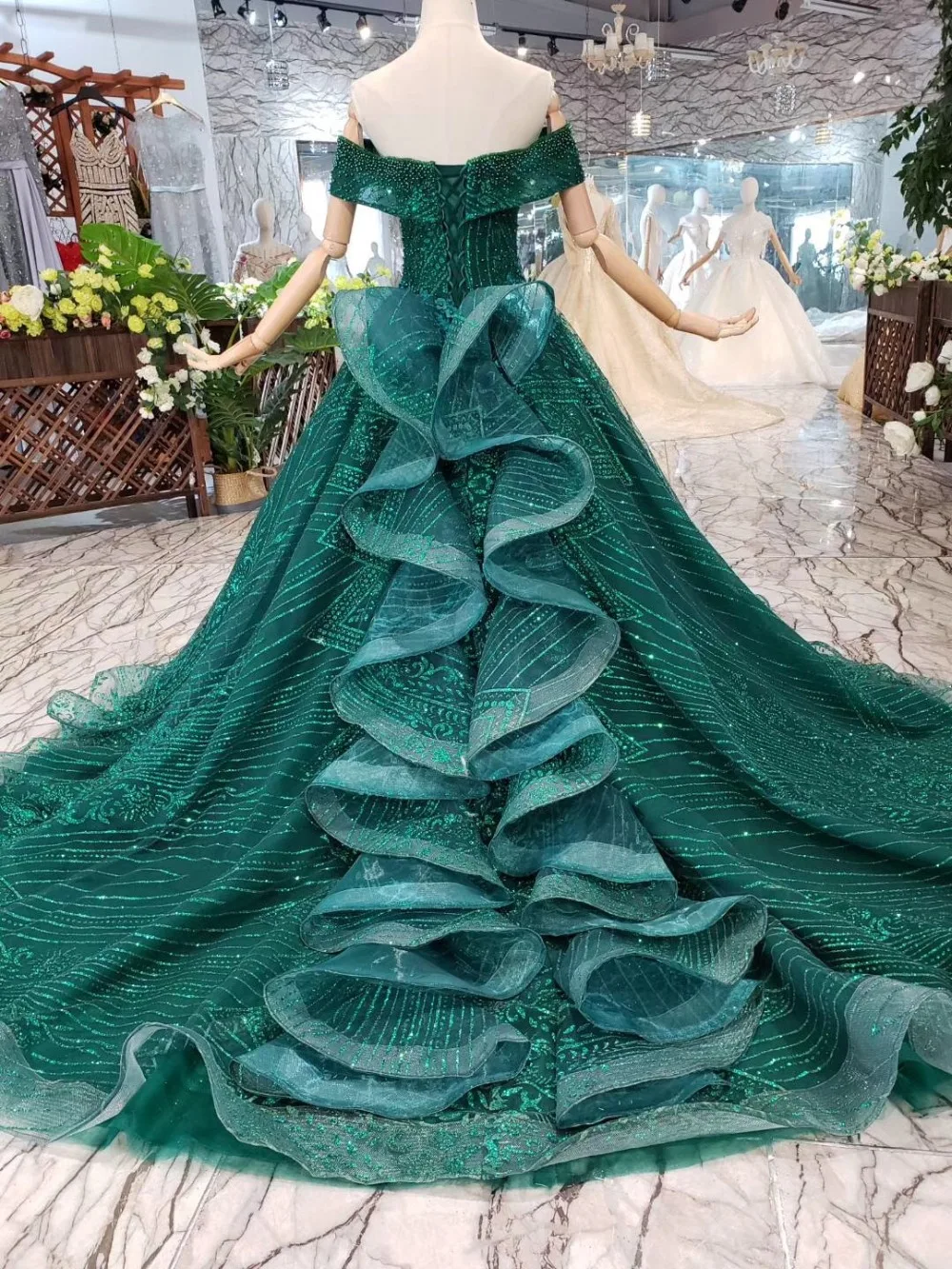 Блестящее кружевное платье CloverBridal с жемчужинами и цветами женское 2019 50 см со