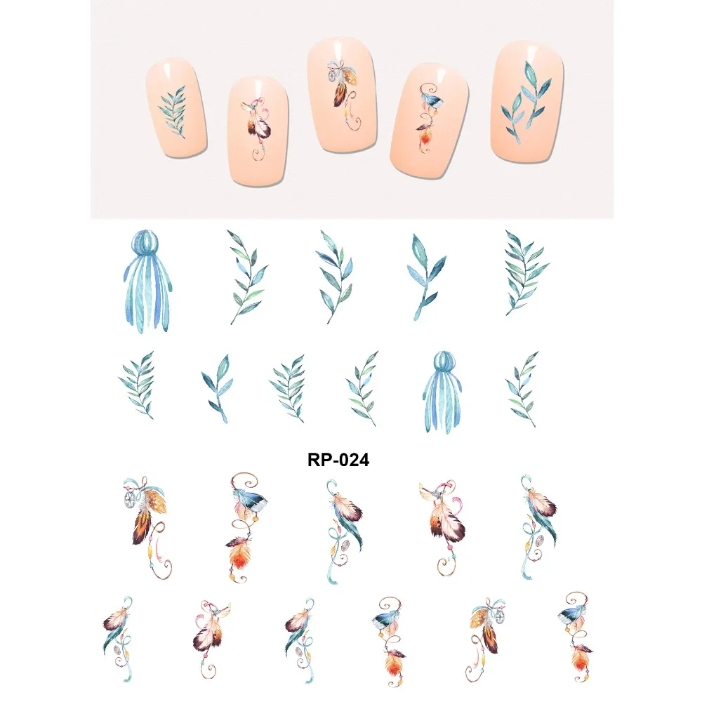 Красивая водная наклейка для дизайна ногтей слайдер птица перо павлина