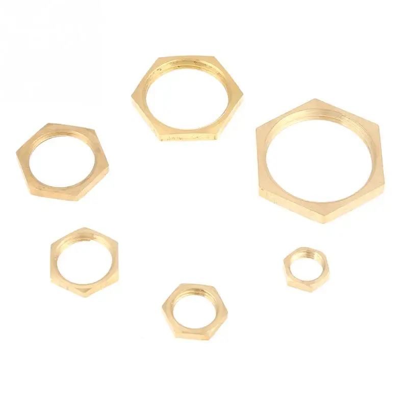 40 шт./лот латунные гайки с шестигранным замком G1/8 G1/4 G3/8 G1/2 G3/4 G1 фитинги для труб