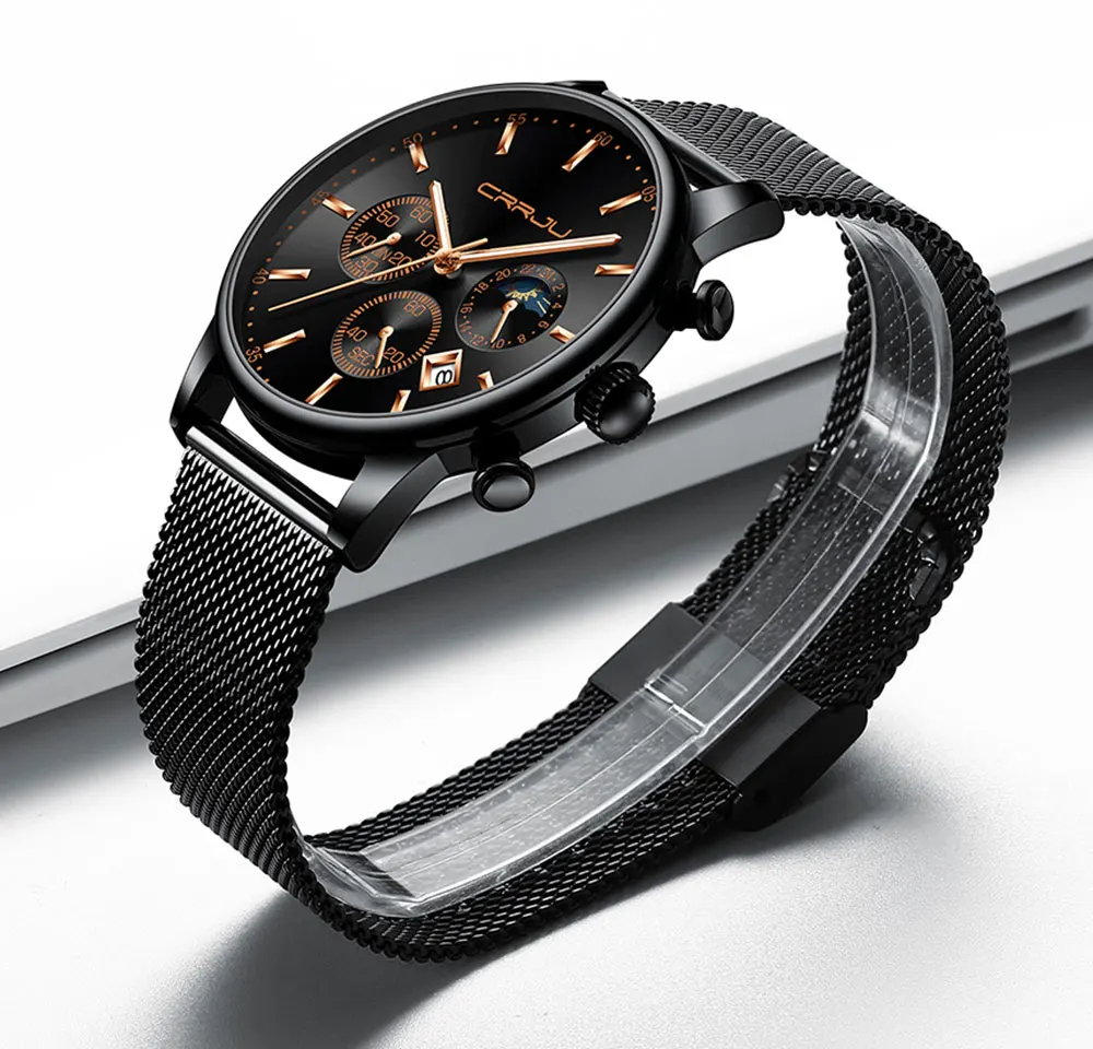 CRRJU мужские часы Reloj Hombre 2019 s лучший бренд класса люкс кварцевые с большим
