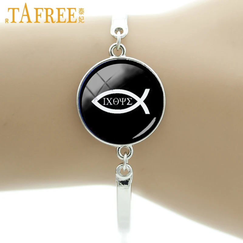 Классический Браслет TAFREE с христианскими рыбками винтажный религиозный Шарм