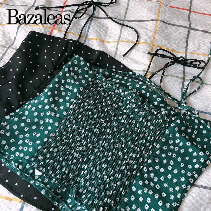 Женский укороченный топ на бретельках Bazaleas повседневный с рюшами спине 2019|Топы| |