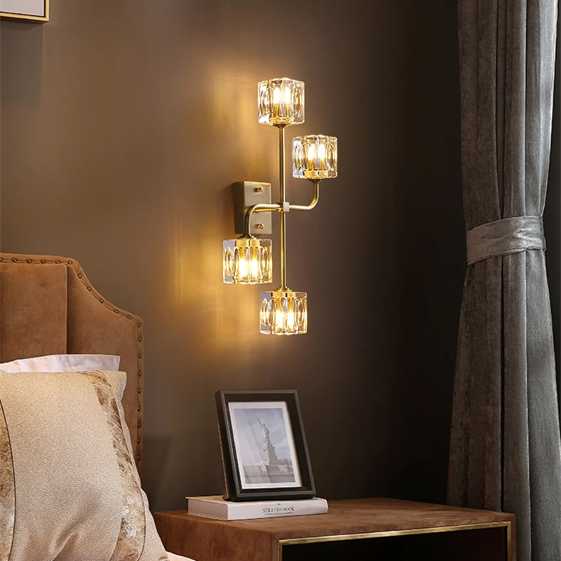 Copper Modern G9 LED Wall Lamp for Bedroom Bedside Light Fixture Luxury Crystal Aisle Nordic Living Room TV Hanglamp | Освещение