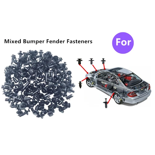 100PCS Mixed Bumper 100 шт. крышка багажника на крышу капота, пластиковая застежка, заклепки, набор зажимов для Toyota Honda Nissan Mazda Mitsubishi Lexus SUBARU - Название цвета: 100PCS Mixed Bumper