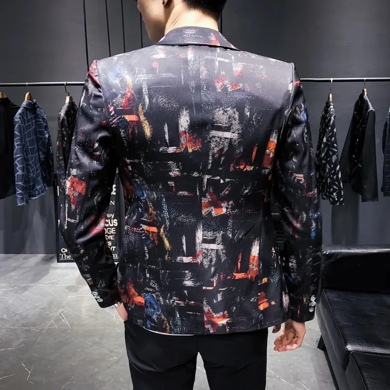 2019 новый дизайн блейзер для мужчин одна кнопка повседневное Slim Fit пиджаки Черный